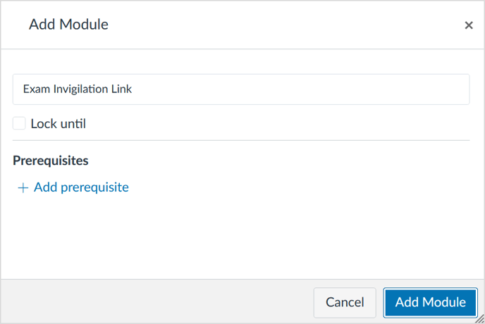 Add Module form in Canvas