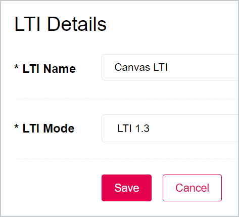 Canvas LTI Details screen in invigilatorPlus for LTI 1.3 