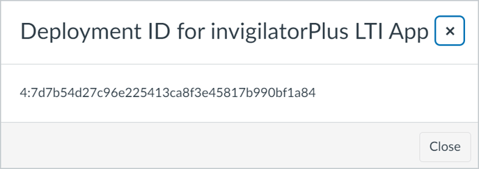 An example deployment ID for the invigilatorPlus LTI App